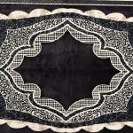 290 x 200cm Modern High-Contrast Scalloped Medallion Midnight Black & Cream Rug - Image 5