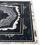 290 x 200cm Modern High-Contrast Scalloped Medallion Midnight Black & Cream Rug - Image 6