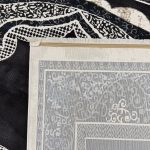 290 x 200cm Modern High-Contrast Scalloped Medallion Midnight Black & Cream Rug - Image 8