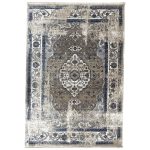 290 x 200cm Vintage Kashan Design Taupe & Blue Rug