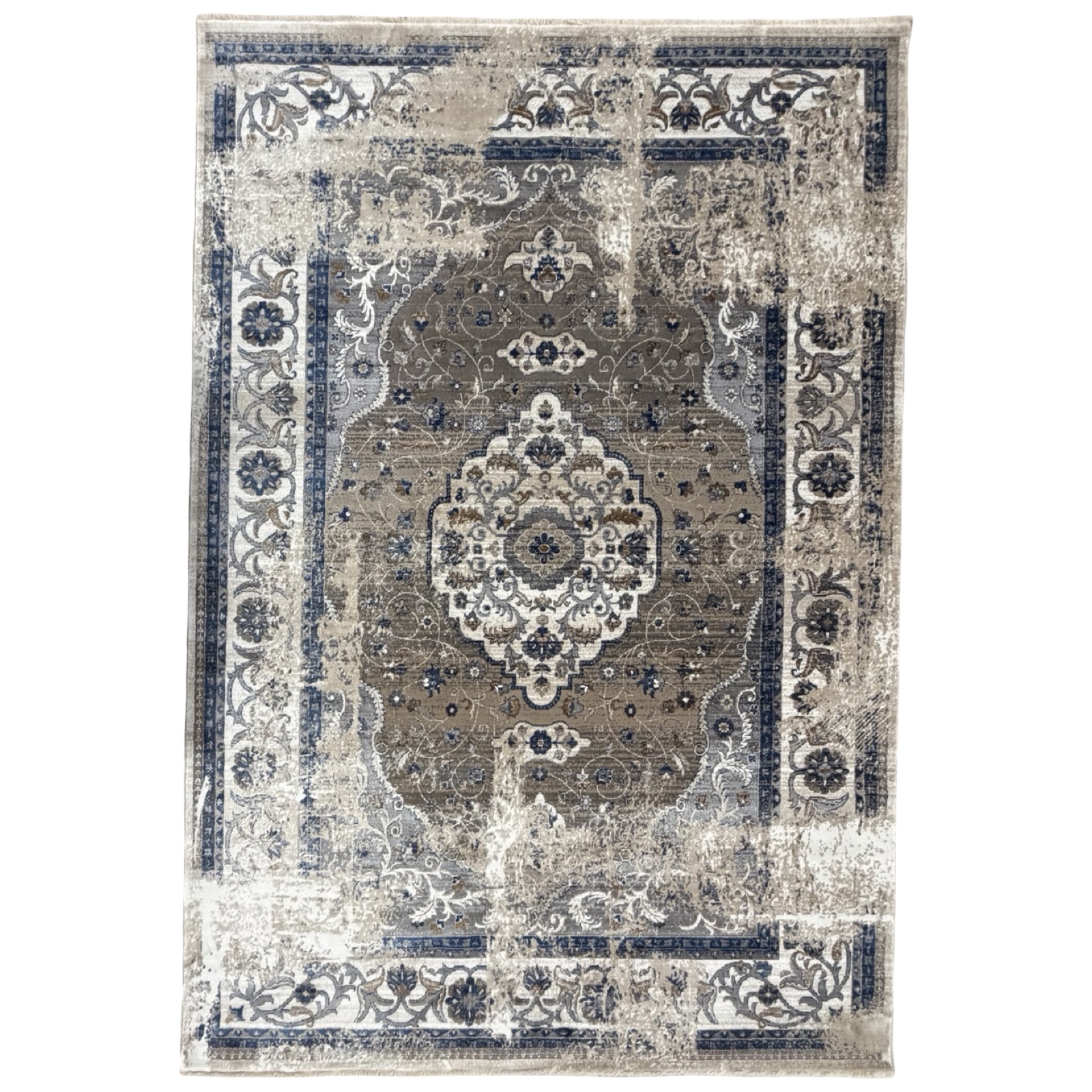 230 x 160 ddsnsmmhh_89 290 x 200cm Vintage Kashan Design Taupe & Blue Rug - Image 1