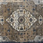 290 x 200cm Vintage Kashan Design Taupe & Blue Rug - Image 4