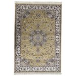 290 x 200cm Persian Isfahan Medallion Warm Gold & Cream Rug