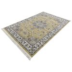290 x 200cm Persian Isfahan Medallion Warm Gold & Cream Rug - Image 3