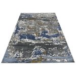 290 x 200cm Industrial Abstract Patina Grey, Blue & Gold Rug - Image 2