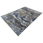 290 x 200cm Industrial Abstract Patina Grey, Blue & Gold Rug - Image 3