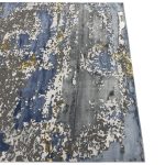 290 x 200cm Industrial Abstract Patina Grey, Blue & Gold Rug - Image 6