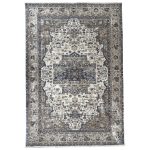Vintage Distressed Medallion Area Rug in Taupe & Ivory