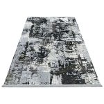 230 x 160cm Modern Urban Pixelated Grid Silver Rug - Image 2