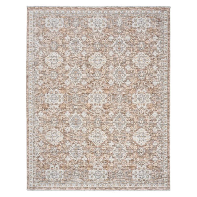 365 × 274cm Vintage Terracotta & Ivory Persian-Style Floral Rug