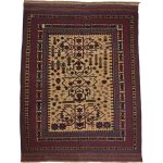284 x 190cm Afghan Kilim Barjesta with Bold Botanical Medallions – Handwoven Wool