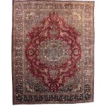 397 × 290cm Large Persian Mashad Hand-Knotted Wool Rug