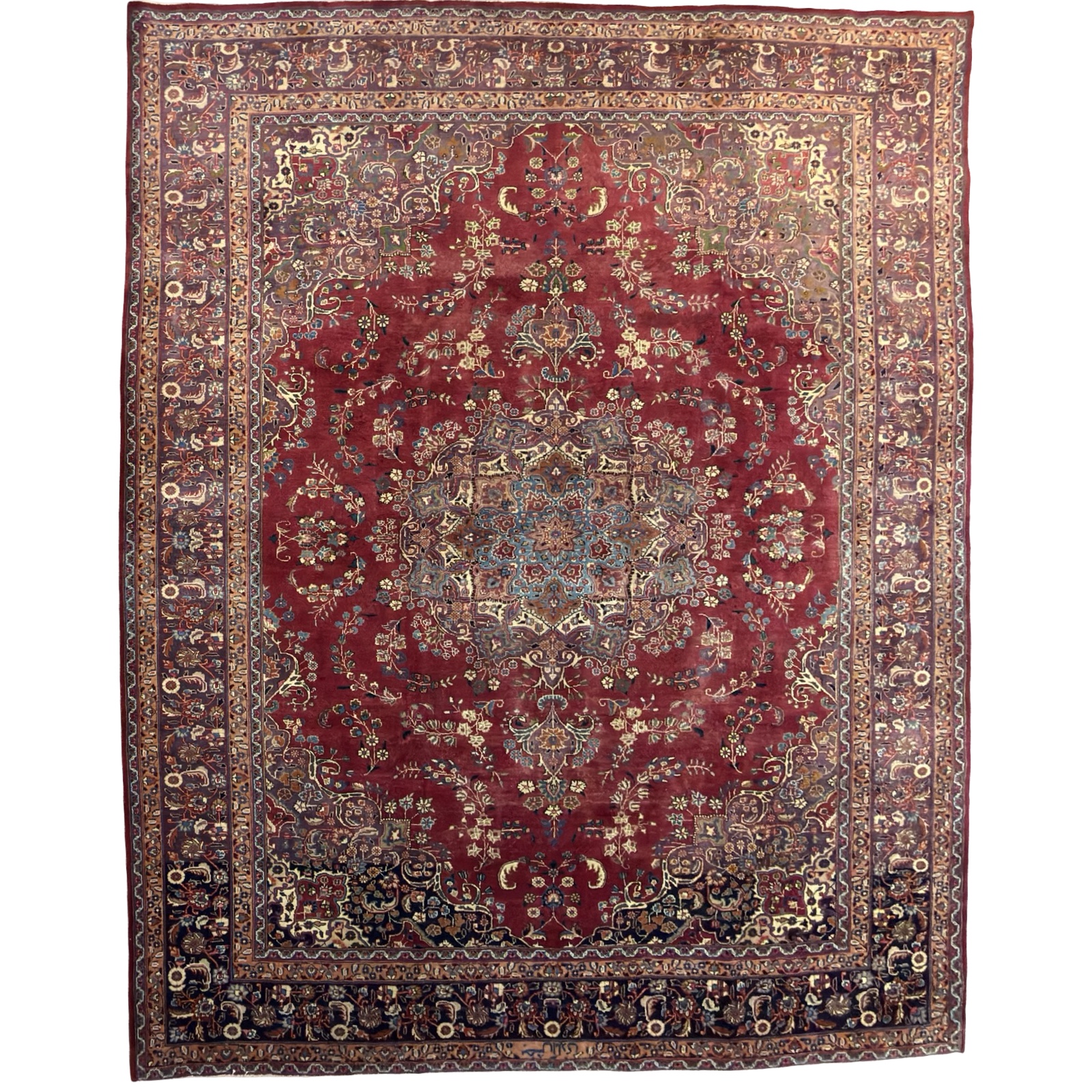 72018_1 397 × 290cm Large Persian Mashad Hand-Knotted Wool Rug - Image 1