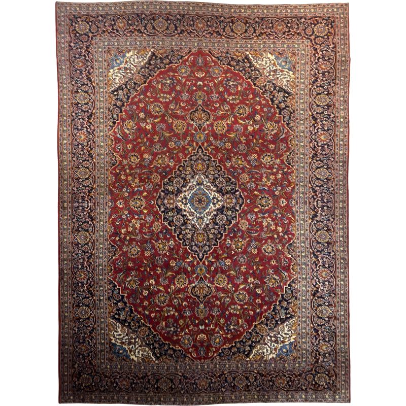 435 × 300cm Extra-Large Persian Kashan Hand-Knotted Wool Rug