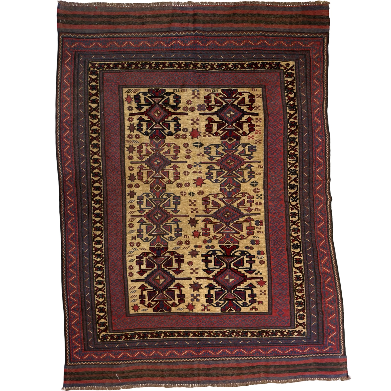 300 x 200cm Kilim-Barjesta with Star Medallion Field – Handwoven Wool 300 x 200cm Kilim-Barjesta with Star Medallion Field – Handwoven Wool