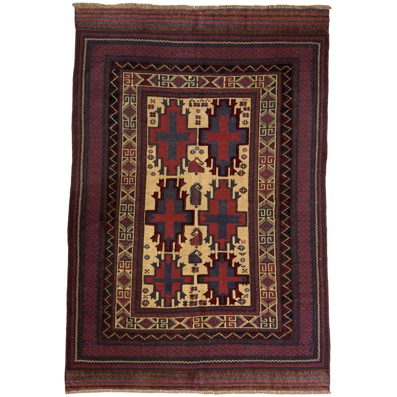 300 x 200cm Kilim-Barjesta with Stepped Medallions and Birds – Handwoven Wool Rug