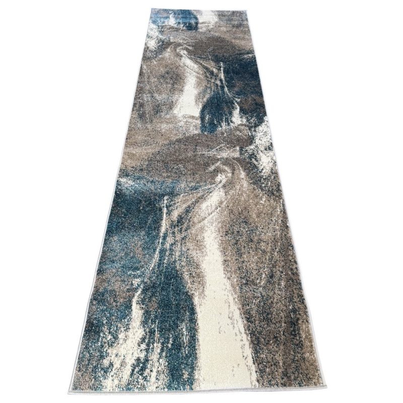 500 x 80cm Turquoise & Sandstone Marble Runner Rug