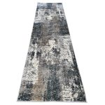 400 x 80cm Distressed Canvas in Grey, Ivory Runner Rug