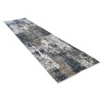 500 x 80cm Distressed Canvas in Grey, Ivory Runner Rug - Image 2