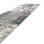 600 x 80cm Distressed Canvas in Grey, Ivory Runner Rug - Image 2