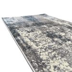 400 x 80cm Distressed Canvas in Grey, Ivory Runner Rug - Image 5