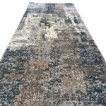 600 x 80cm Distressed Canvas in Grey, Ivory Runner Rug - Image 6