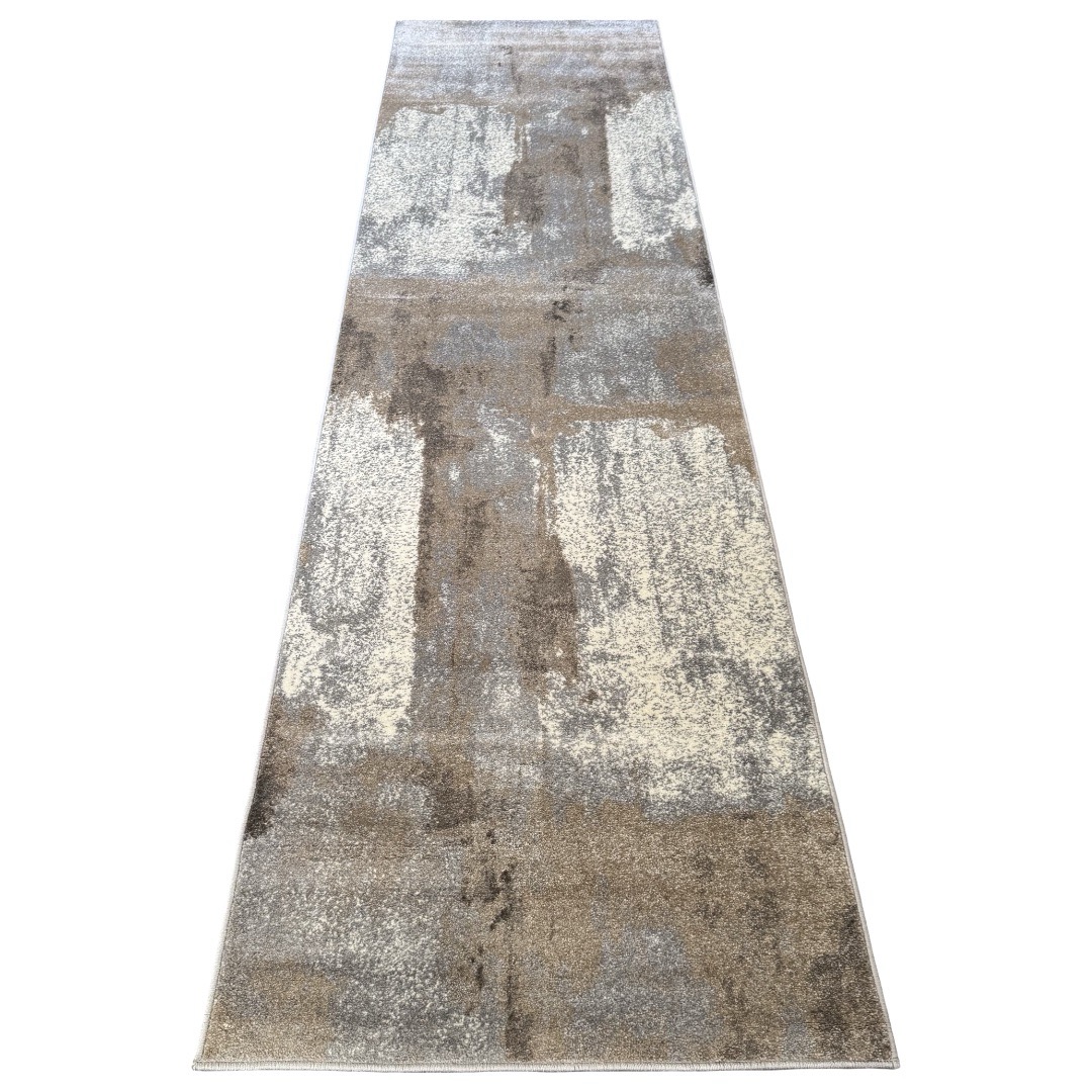 500 x 80cm Modern Serenity in Silver Grey & Mocha Runner Rug - Image 1