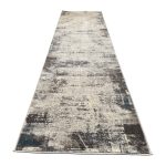 600 x 80cm Light Grey & Charcoal Distressed Abstract Rug with Teal Accents - Image 2