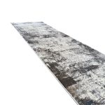 500 x 80cm Light Grey & Brown Distressed Abstract Rug - Image 3
