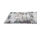600 x 80cm Light Grey & Charcoal Distressed Abstract Rug with Teal Accents - Image 5