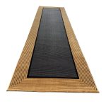 290 x 80cm Minimal Black & Gold Border Panel Turkish Runner Rug - Image 2