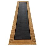 290 x 80cm Minimal Black & Gold Border Panel Turkish Runner Rug
