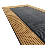 290 x 80cm Minimal Black & Gold Border Panel Turkish Runner Rug - Image 5