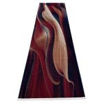 290 x 80cm Burgundy, Beige & Navy Abstract Swirl Runner Rug