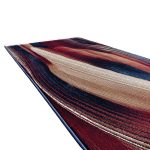 290 x 80cm Burgundy, Beige & Navy Abstract Swirl Runner Rug - Image 4