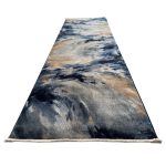 300 x 80cm Navy & Grey Abstract Flow Runner Rug - Image 3