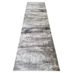 300 x 80cm Grey & Ivory Abstract Runner Rug with Navy Accents