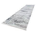 300 x 80cm Grey & Ivory Distressed Abstract Runner Rug - Image 2
