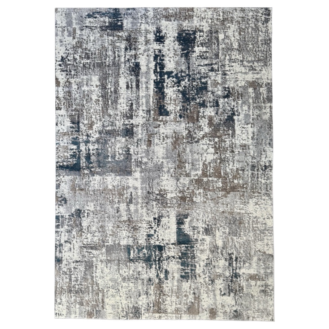 IMG_9897-Large 230 x 160cm Monochrome Elegance in silver Grey with Teal Accents Area Rug