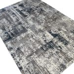 230 x 160cm Monochrome Elegance in silver Grey with Teal Accents Rug - Image 3