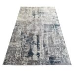 230 x 160cm Monochrome Elegance in silver Grey with Teal Accents Rug - Image 5