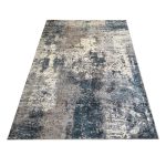 230 x 160cm Distressed Canvas in Grey, Ivory & Turquoise Area Rug - Image 3