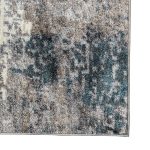 340 x 240cm Distressed Canvas in Grey, Ivory & Turquoise Area Rug - Image 9