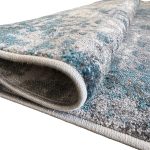 340 x 240cm Distressed Canvas in Grey, Ivory & Turquoise Area Rug - Image 8