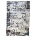 400 x 300cm Light Grey & Charcoal Distressed Abstract Rug with Teal Accents