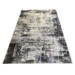 340 x 240cm Light Grey & Charcoal Distressed Abstract Rug with Teal Accents - Image 4