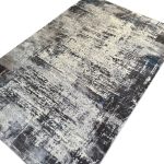 340 x 240cm Light Grey & Charcoal Distressed Abstract Rug with Teal Accents - Image 5