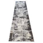 800 x 80cm Light Grey & Charcoal Distressed Abstract Runner Rug