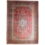 360 x 249cm Hand Knotted Persian Red Kashan Wool Rug