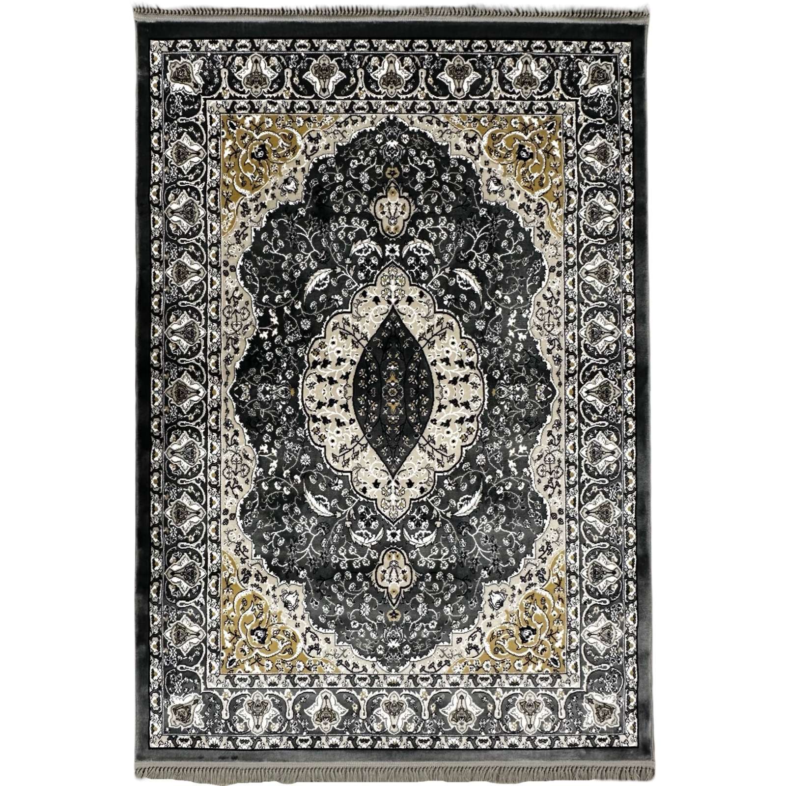 balf 230 sh_18 230 x 160cm Classic Royal Kashan Medallion Area Rug in Grey & Cream - Image 1